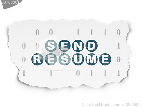 Image of Business concept: Send Resume on Torn Paper background