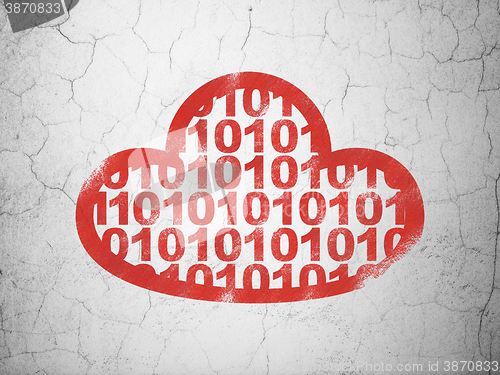 Image of Cloud networking concept: Cloud With Code on wall background