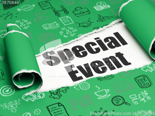 Image of Finance concept: black text Special Event under the piece of  torn paper