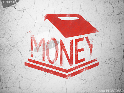 Image of Money concept: Money Box on wall background
