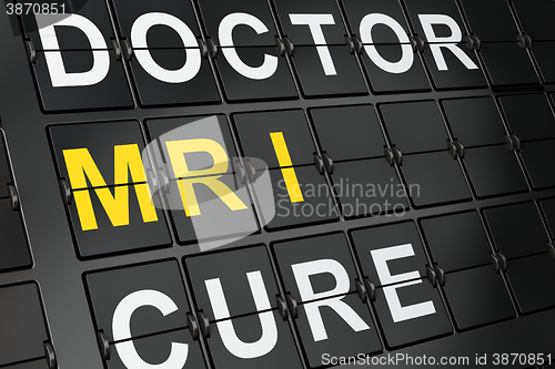 Image of Health concept: MRI on airport board background