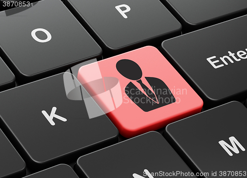 Image of Law concept: Business Man on computer keyboard background