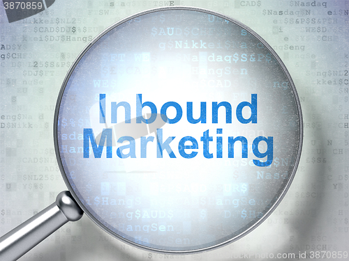 Image of Advertising concept: Inbound Marketing with optical glass
