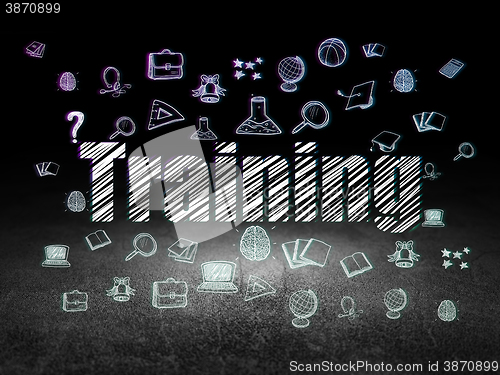Image of Learning concept: Training in grunge dark room