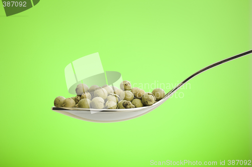 Image of spoon filled with green peppers