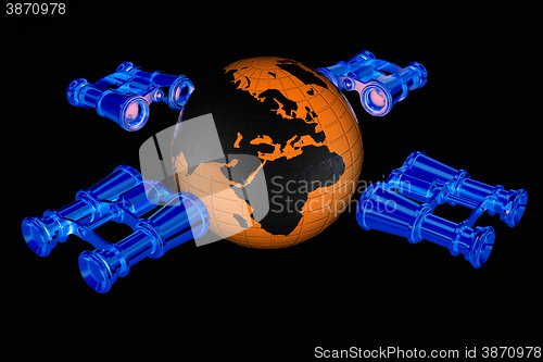 Image of binoculars around earth