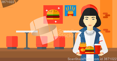 Image of Woman with fast food.