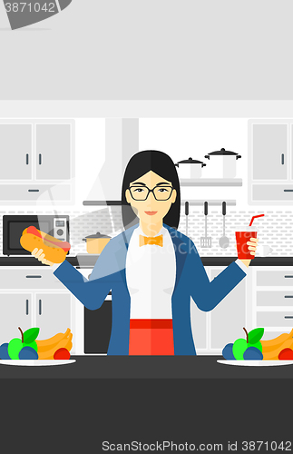 Image of Woman with fast food.