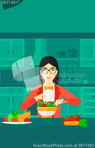 Image of Woman cooking meal.