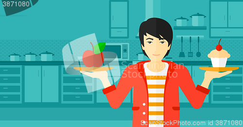 Image of Man with apple and cake.