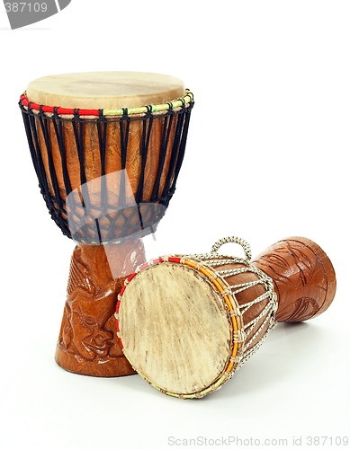 Image of Two African djembe drums