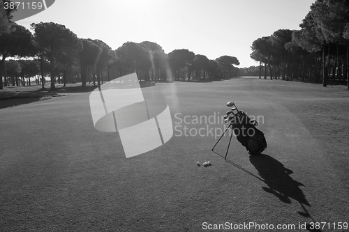 Image of golf bag on course