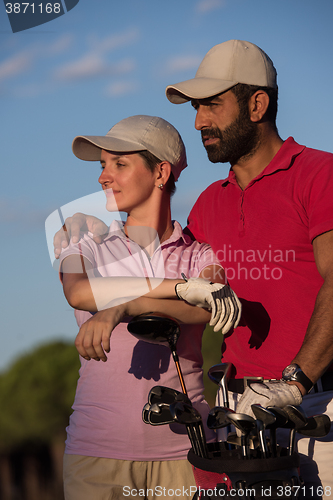 Image of portrait of couple on golf course