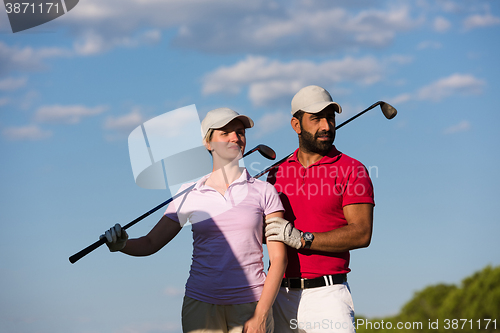 Image of portrait of couple on golf course