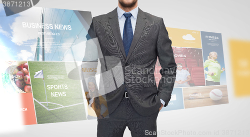 Image of close up of businessman with news application