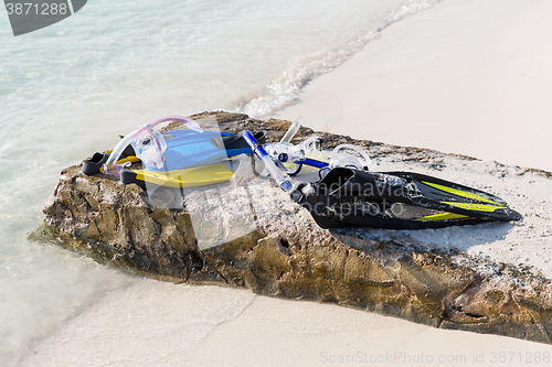 Image of diving gear on beach