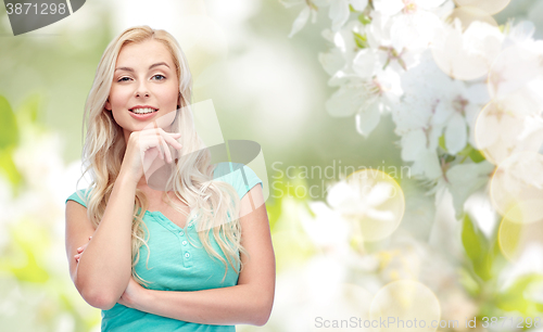 Image of happy smiling young woman or teenage girl