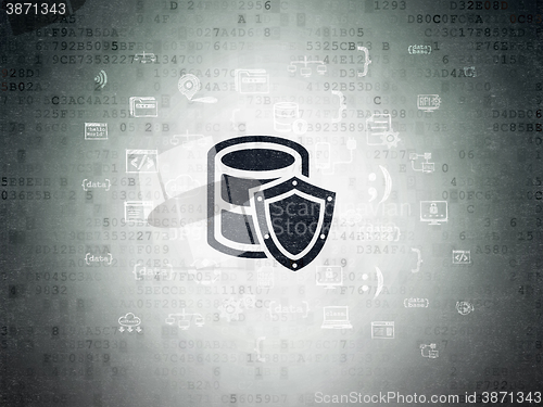 Image of Database concept: Database With Shield on Digital Paper background