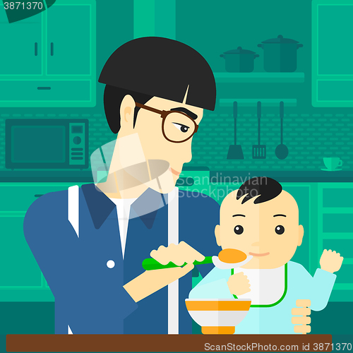 Image of Man feeding baby.