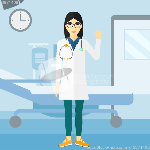 Image of Doctor showing finger up.