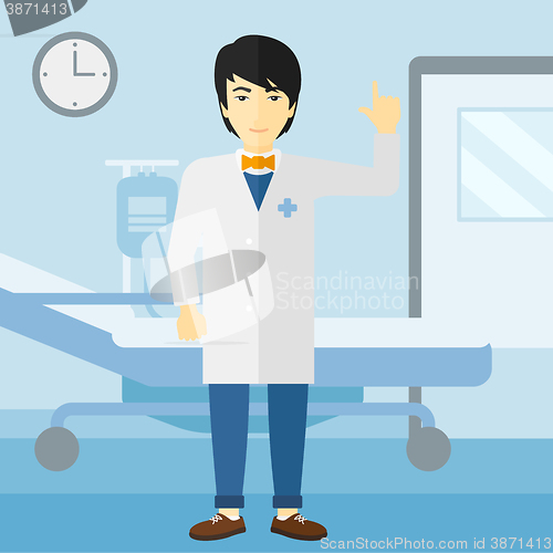 Image of Doctor showing finger up.
