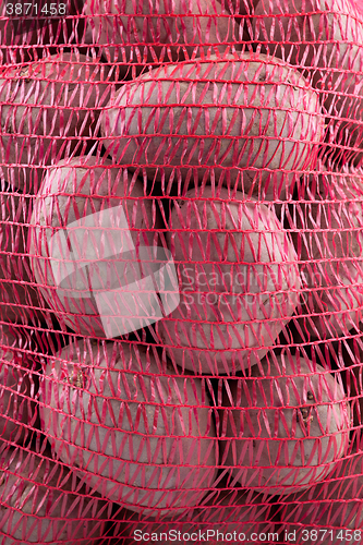 Image of Sack of potatoes close-up