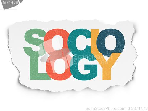 Image of Education concept: Sociology on Torn Paper background