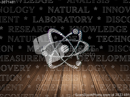 Image of Science concept: Molecule in grunge dark room