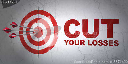 Image of Business concept: target and Cut Your losses on wall background