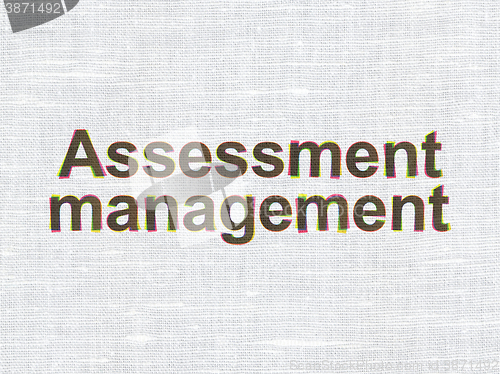 Image of Finance concept: Assessment Management on fabric texture background