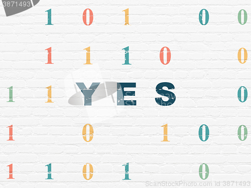 Image of Business concept: Yes on wall background