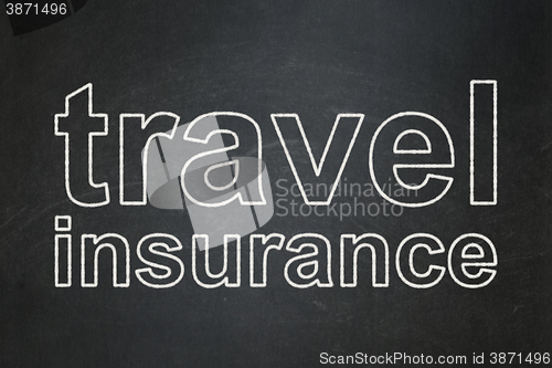 Image of Insurance concept: Travel Insurance on chalkboard background