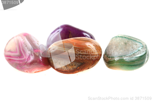 Image of color agate collection isolated