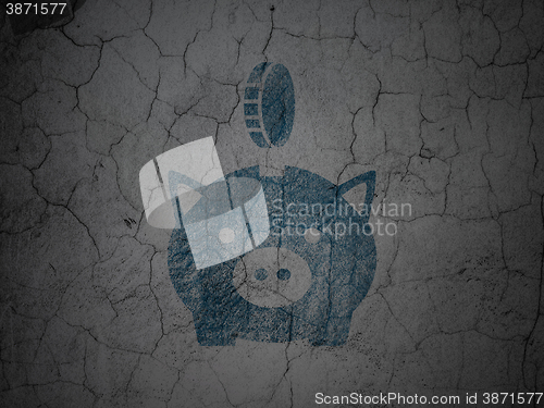 Image of Currency concept: Money Box With Coin on grunge wall background