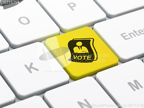 Image of Politics concept: Ballot on computer keyboard background