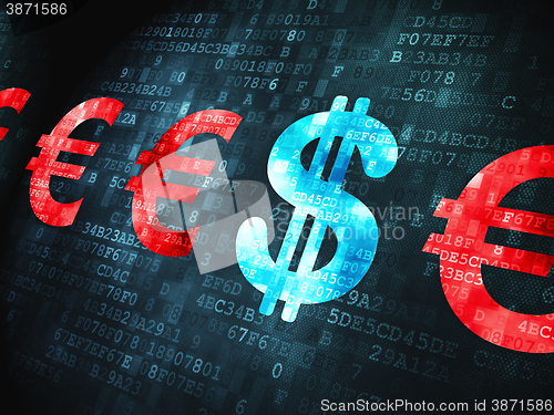 Image of Banking concept: Dollar And Euro on digital background