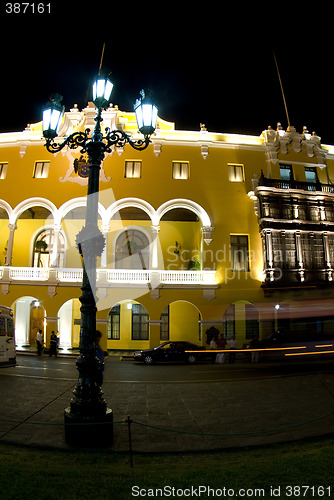 Image of lima peru plaza de armas government office building at night
