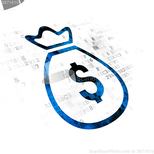 Image of Banking concept: Money Bag on Digital background