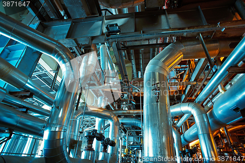 Image of Blue toned interior industrial background.