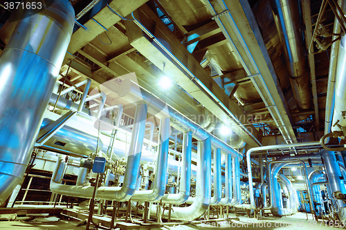 Image of Blue toned interior industrial background.