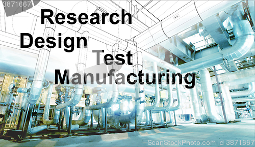 Image of design research test manufacturinf test over wireframe cad desig