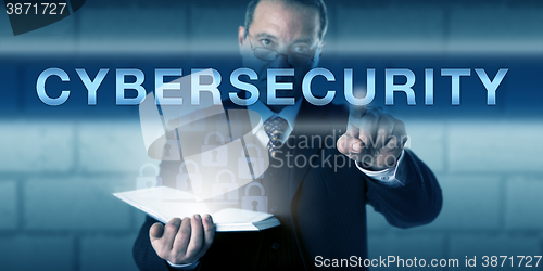 Image of Concentrated CISO Touching CYBERSECURITY