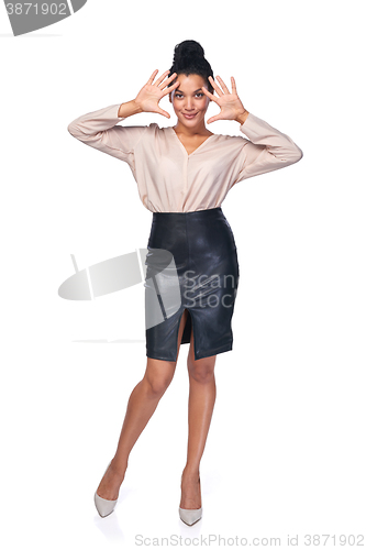 Image of Business woman showing her palms