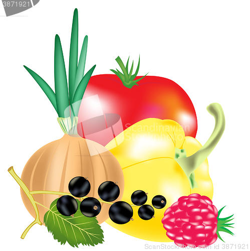 Image of Vegetables and berries with fruit