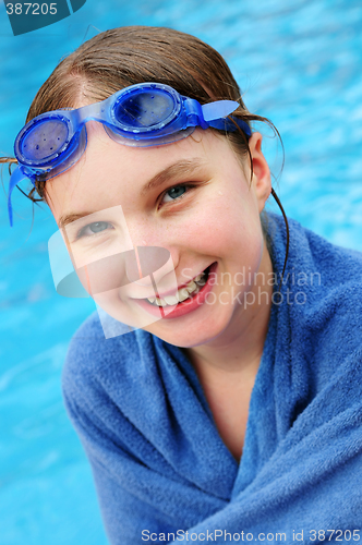 Image of Teenage girl at swimming pool