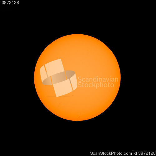 Image of Sun with sunspots seen with telescope