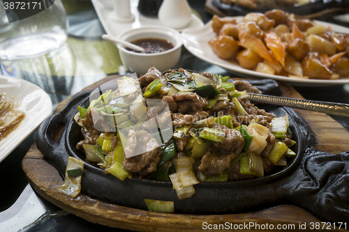 Image of Chinese food with beef.