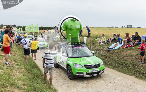 Image of Skoda Caravan on a Cobblestone Road- Tour de France 2015