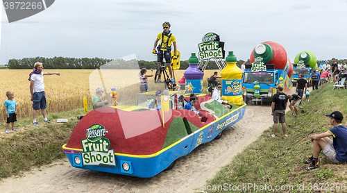 Image of Teisseire Caravan on a Cobblestone Road- Tour de France 2015