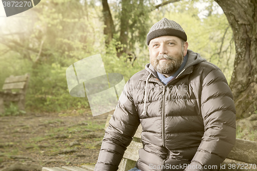 Image of bearded man winter jacket